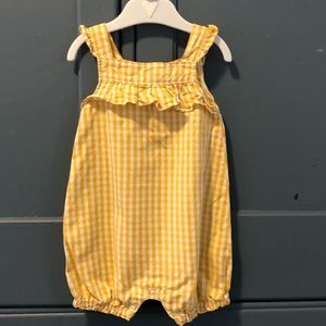 Yellow gingham romper